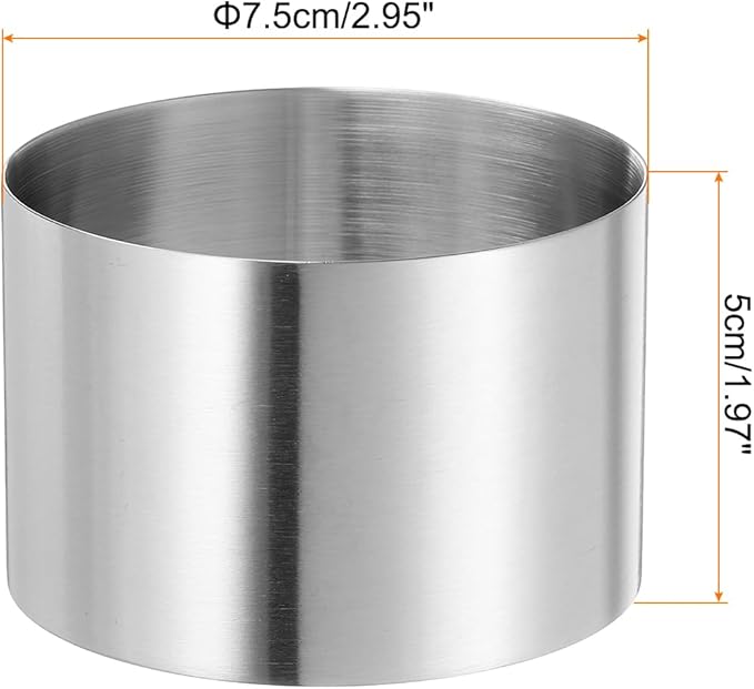 HARFINGTON Round Cake Ring 2.95 x 2 Inch Seamless Stainless Steel Pastry Mousse Dessert Ring Mirror Coating for Baking Cooking Making Tool