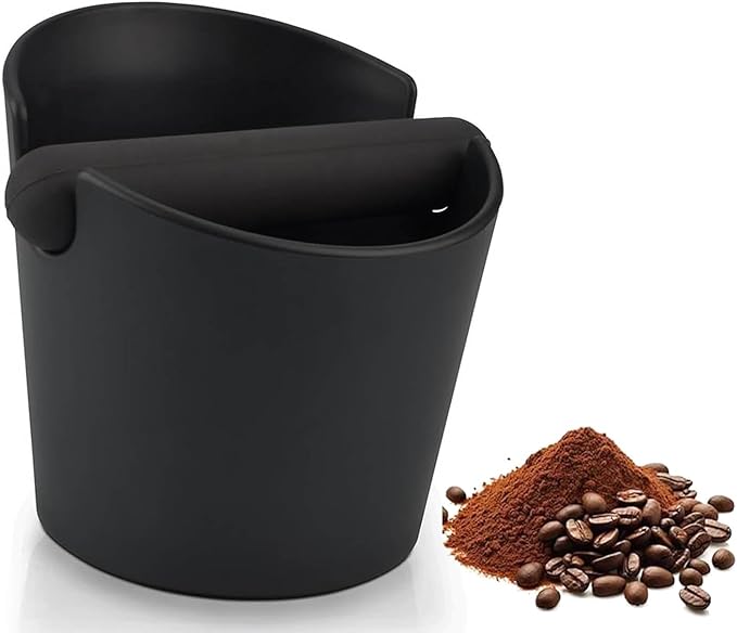 5 Inch Coffee Knock Box Shock-Absorbent Durable Barista Style Knock Box With Removable Knock Bar and Non-Slip Base Gift (S-Black)