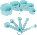 Inmorven 10pcs Measuring Cups and Spoons Set, BPA-Free Plastic Kitchen Baking Tools with Engraved Markings, Stackable Design for Dry & Liquid Ingredients (Green)