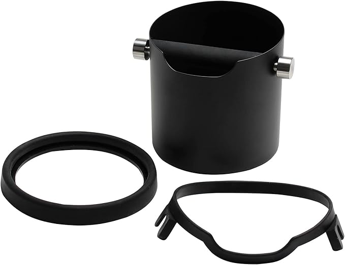 Espresso Knock Box, Capacity 60.8oz/1800ML Stainless Steel Coffee Grounds Container Waste Bin Coffee Tools for Barista and Non-slip Base (Black)