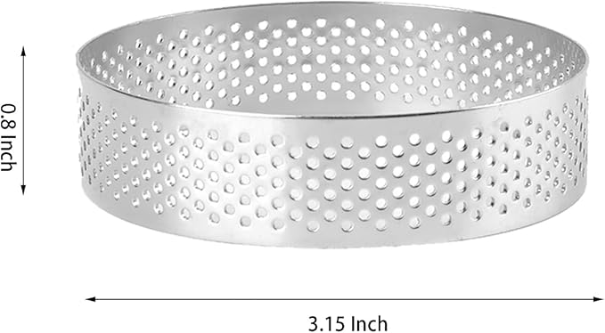 Frcctre 9 Pack 3.15 Inch 304 Stainless Steel Tart Rings, Heat-Resistant Perforated Nonstick Round Mousse Cake Rings Metal Crumpet Ring Pastry Mold Circle Tartlet