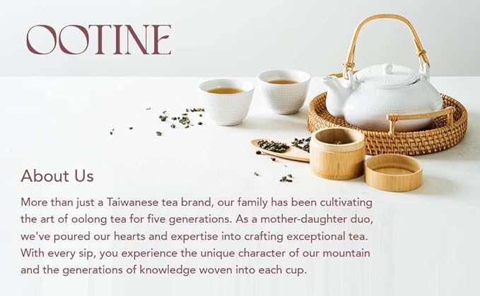OOTINE, Mellow Amber Taiwan Oolong (12 Pyramid Sachets) | Honey and Dried Fruit Notes, Close to Black Tea & Japanese Wakoucha | Hand-Picked Quality Whole Leaves in Plant-Based Sachets | Caffeine Alternative for Gentle Focus, Supports Gut Health | Multi...
