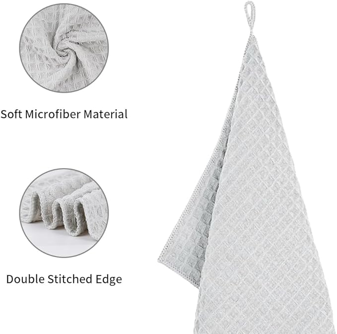 Barista Micro Cloth 4 Pack - watchget Microfiber Barista Cleaning Towels Coffee Cleaning Accessories for Espresso Machine, Steam Wand, Countertop, Kitchen Dish Cloth Waffle Weave Light Grey(12"x12")