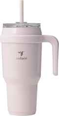 REDUCE Cold1 40 oz Tumbler with Handle - Vacuum Insulated Stainless Steel Water Bottle for Home, Office or Car, Reusable Mug with Straw or Leakproof Flip Lid, Keeps Drinks Cold All Day- Gloss Cotton