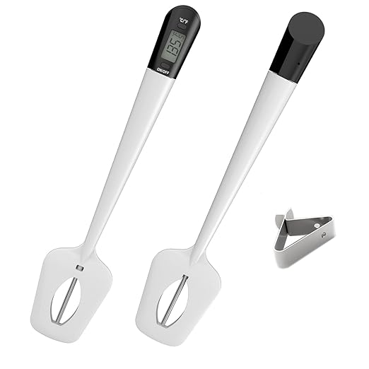 Efeng Digital Meat Thermometer Candy Thermometer Spatula Thermometerwith Pot Clip & 9" Probe – Fast Instant Read Digital Food Thermometer for Candy Chocolate Jam Meat, BPA Free Silicon Frying