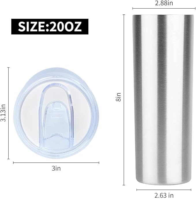 HASLE OUTFITTERS 20 oz Skinny Tumblers Bulk Set, Stainless Steel Insulated Slim Tumblers with Lids, Reusable Double Wall Travel Coffee Mugs, Durable Powder Coated Travel Water Cups(12)