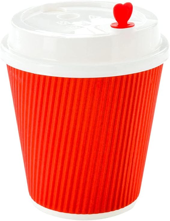 Restaurantware 8 Ounce Double Wall Disposable Coffee Cups, 500 Insulated Red Paper Tumblers with Ripple Wall Design, Lids Sold Separately for Hot Drinks like Tea, Hot Chocolate, and More