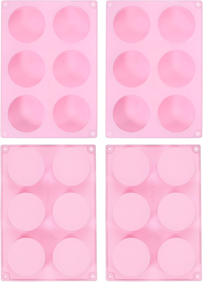 uxcell 4pcs Silicone Muffins Pan, 6 Cup Silicone Cupcake Pan Nonstick Baking Tray for Muffins, Cupcakes, Dishwasher Safe, Pink