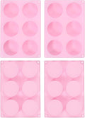 uxcell 4pcs Silicone Muffins Pan, 6 Cup Silicone Cupcake Pan Nonstick Baking Tray for Muffins, Cupcakes, Dishwasher Safe, Pink