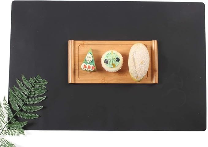 Extra Large Mulitpurpose Silicone Placemat,Countertop Protector, Kitchen Counter Mat, Table Mat, Heat Resistant, Washable, Non Slip (27.6x19.6 inch, Black-1pcs)