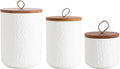 Kitchen Canisters for Countertop, Ceramic Coffee Canisters with Airtight Lids Food Storage Jars Sugar Container for Kitchen Counter Tea, Coffee Beans, Spice (#001White-Set of 3)