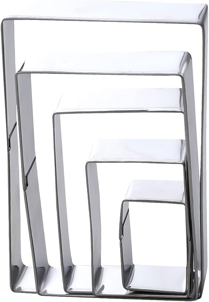 5Pcs Rectangle Cookie Cutter Set, Stainless Steel Biscuit Baking Molds Fondant Cake Cookie Cutter Rectangle Shaped Cutter
