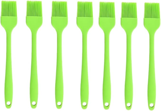 Silicone brush, Oil Brush for BBQ Kitchen Cooking Baking and Grilling (7 PCS,green)