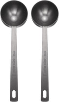 HARFINGTON 2pcs Coffee Scoop Spoon 2tbsp (6tsp, 30ml) 304 Stainless Steel Long Handle Teaspoon/Tablespoon Measuring Spoons Scoops for Tea Sugar Kitchen, Black