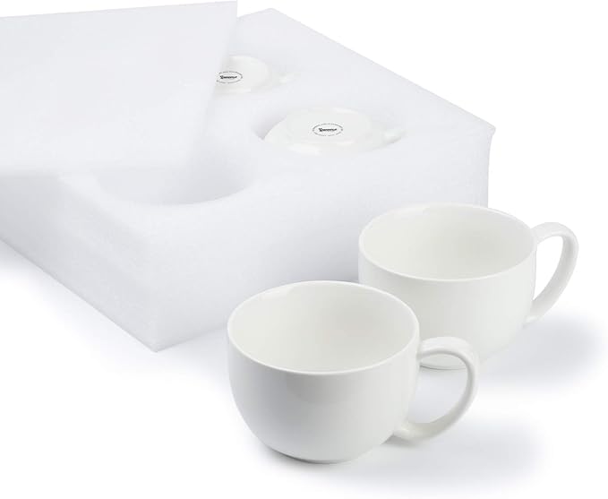Sweese Porcelain 22oz Large Coffee Mugs Set of 4, Large Soup Mug with Handles Perfect for Coffee, Tea, Hot Chocolate, Microwave Safe, White