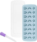 Moon Stars and Heart Ice Cube Tray Silicone Molds with Liquid Dropper，Easy Release Ice Trays with Lid, 24 Cavity Heart Mold for Ice Cubes, Gelatine, Chocolate, Baking and Candy