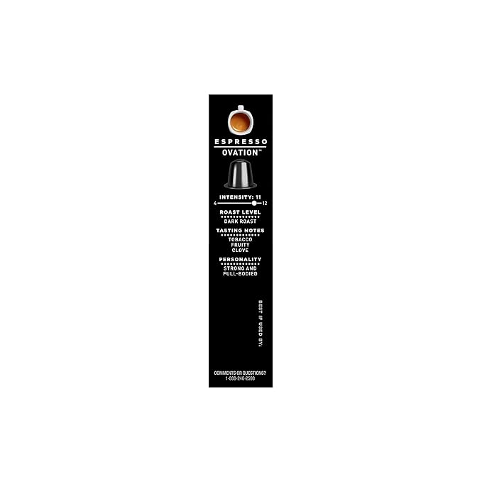 Segafredo Zanetti Espresso Capsules – Aluminum Pods for Nespresso Original Machines – Dark Roast Premium Espresso with a Full-Bodied Aroma – Strong, Intensity 11 – Ovation, 10 Count