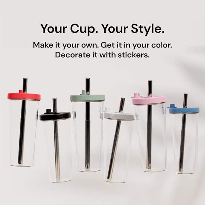 Dodoko Reusable Boba Cup and Straw Boba Tea Cup Bubble Tea Cup Reusable Iced Coffee Cup Cold Coffee Cup Smoothie Cup with Lid and Straw Smoothie Cup to go Smoothie Tumbler 24 oz - Night Black
