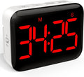 VOCOO Magnetic Kitchen Timer for Cooking with Count Up Countdown, Digital Timer Battery Powered with Large Display, 2 Brightness and Volume Levels for Classroom, Teacher, Kids (Red)