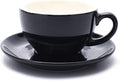Cappuccino Barista Cup and Saucer Latte Art and Americano New Bone China for Coffee Shop (Glossy Black, 8.5 oz)