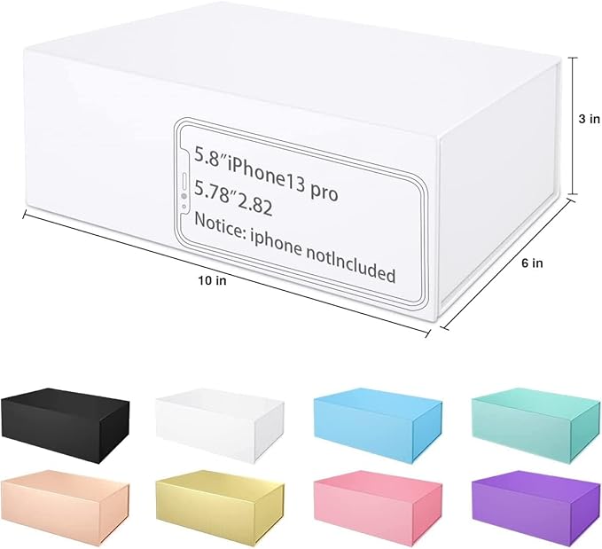 Gift Box, 10' x 6' x 3', 5PCS, White, Luxury Gift Packaging with Magnetic Closure Lid, Ideal for Christmas, Thanksgiving, Wedding, Mother's Day, Birthday Gifts