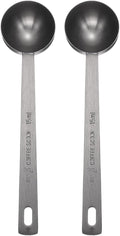 HARFINGTON 2pcs Coffee Scoop Spoon 1tbsp (3tsp, 15ml) 304 Stainless Steel Long Handle Teaspoon/Tablespoon Measuring Spoons Scoops for Tea Sugar Kitchen, Black