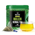 BLUE TEA - Mullein Tea - 30 Count - Pyramid Plant Based Tea Bag | LUNGS DETOX - FOR RESPIRATORY SUPPORT | Herbal Tea - Caffeine Free - Leaf Based - Non-Bitter - Vegan | Ziplock Pack