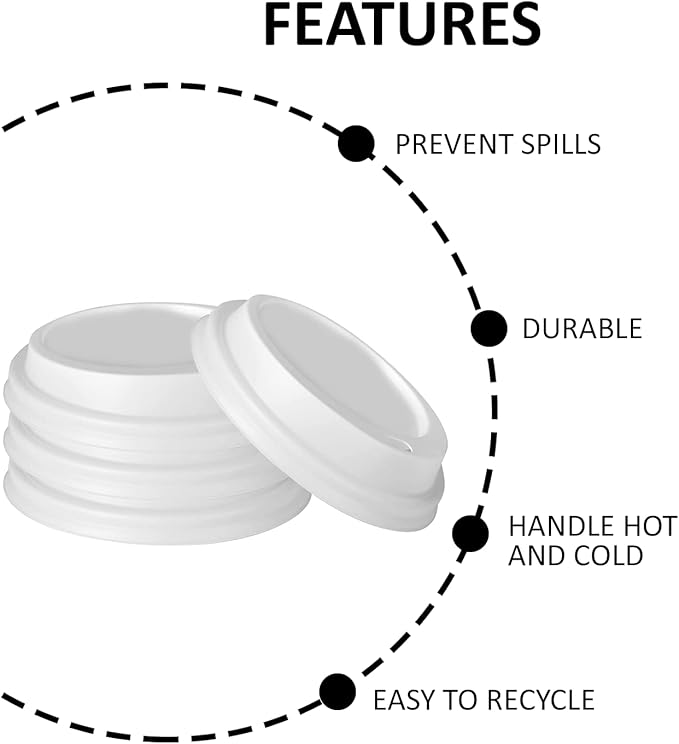 Smygoods Coffee Cup Lids, Dome Lid for 10/24 Ounce cups, Paper cups, White, 50 Count [No Cups Included]