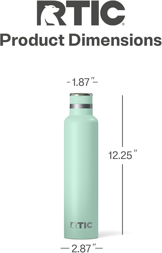 RTIC 26oz Journey Bottle Metal Stainless Steel Vacuum Insulated, BPA Free, Reusable, for Water, Hot and Cold Drinks, Travel, Sports, Camping, Fresh Mint