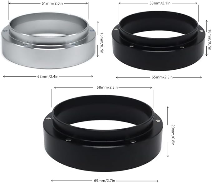 1pc Espresso Dosing Funnel 51/53/58mm Coffee Dosing Ring Aluminum Espresso Distribution Coffee Tool For Home Coffee Bar Shop College Dorm Room Apartment Essential Coffee Accessories (58mm, Black)