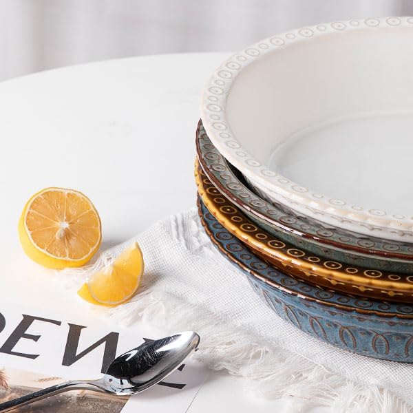 Sweejar Ceramic Pie Dish - Round Non-Stick Baking Pan for Dinner & Dessert, 10 Inches (Blue)