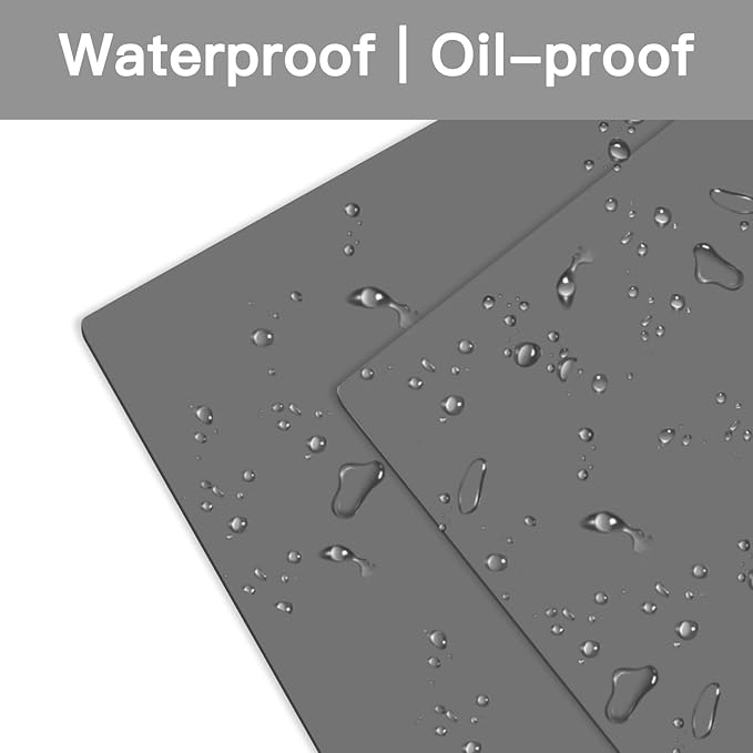 2MM Extra Thick Silicone Mats for Kitchen Counter, 23.6" x15.7" Non-Slip Waterproof Large Countertop Protector Mat, Heat Resistant Mat, Washable Silicone Craft Mat, Placemat, Baking Mat, Light Gray