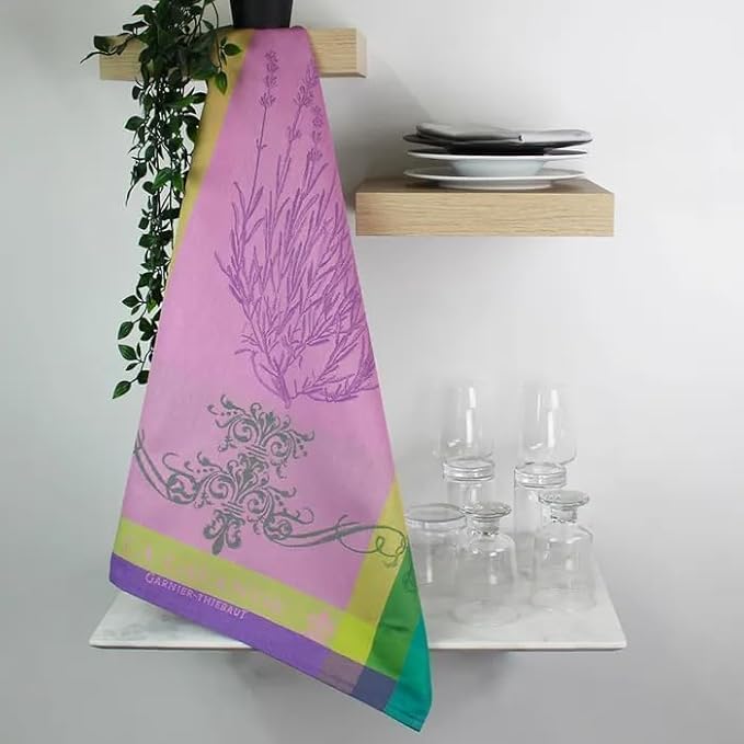 Garnier Thiebaut Lavande Mauve (Purple Lavender) French Kitchen Towel 22"x30", Cotton, Jacquard