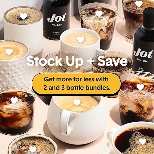Jot Coffee Concentrate (Caramel) High Caffeine Cold Brew Coffee Concentrate Liquid for Iced Coffees, Instant Espresso, Hot or Cold Instant Coffees - Makes 14 Cups, 150mg Caffeine/Tbsp, Sugar Free