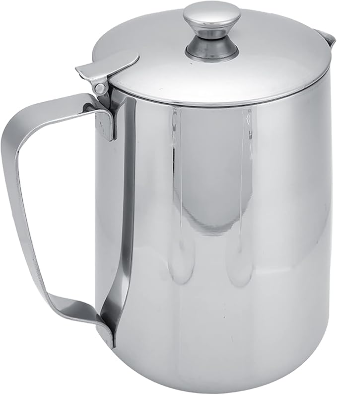 Stainless Steel Milk Frothing Pitcher, Stainless Steel Coffee Cup Mug Milk Frothing Pitcher Jug with Lid for Latte Coffee Art for Office Kitchen with handle(1500ML)