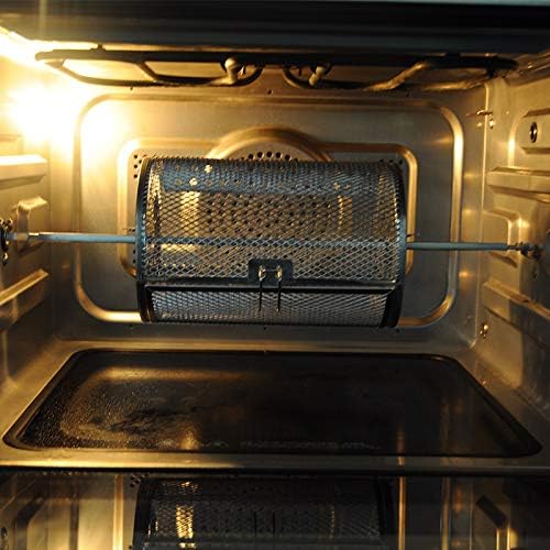 Falytemow Stainless Steel Rotisserie Grill Roaster Drum Oven Basket Oven Roast Baking Rotary for Peanut Dried Nut Coffee Beans BBQ 5.51 x 10.43 inch