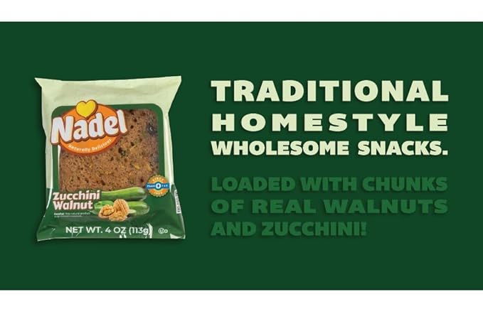Nadel - Naturally Delicious Sweet Breads Variety Pack (Banana Walnut, Cappuccino Chocolate Chip, Carrot Walnut, Zucchini Walnut). (24 Pack, 6 Breads Per Flavor)