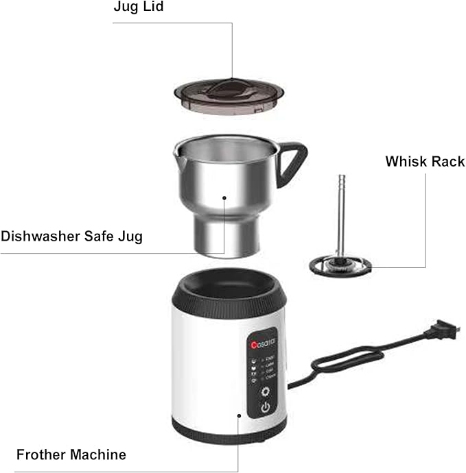 Casara 4-in-1 Electric Milk Steamer and Frother,27oz Stainless Steel Pitcher,Hot and Cold Foam Maker and Milk Warmer for Lattes,Cappuccinos,Macchiato