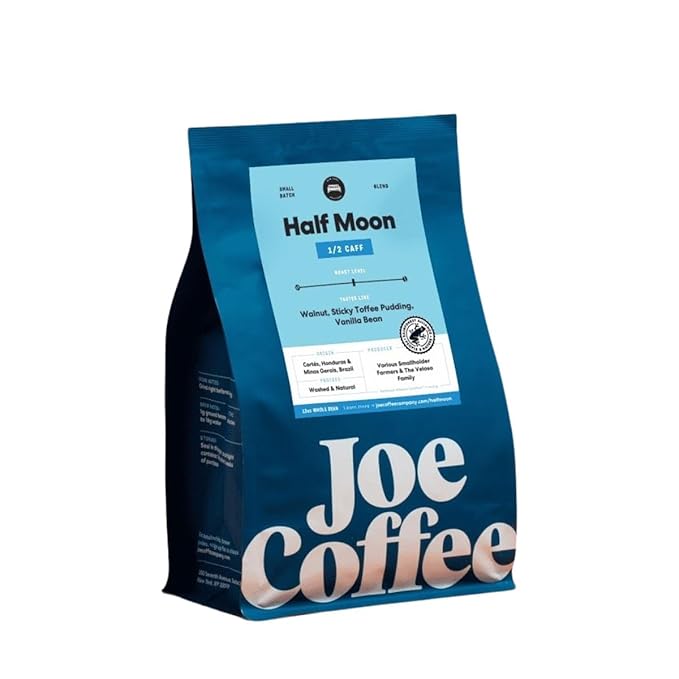 Half Moon Half Caff - Roasted by Joe Coffee Company - Whole Bean Coffee - 5 Pound Bag
