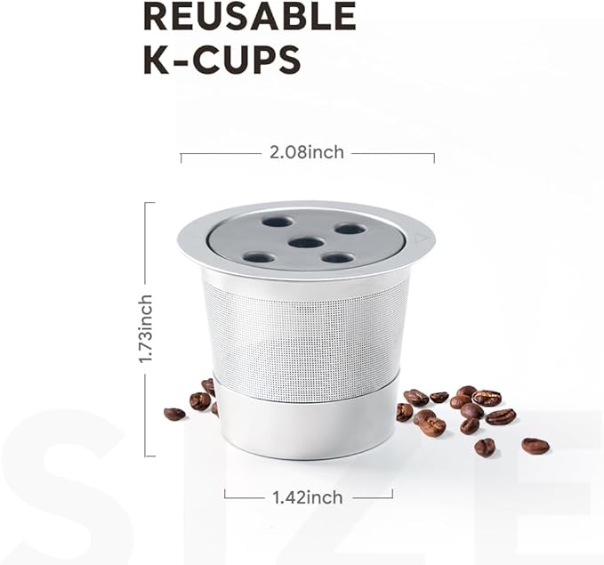 Stainless Steel Reusable K Cups for K-Supreme & K-Supreme Plus, Reusable K Cups Five Hole Universal K-eurig Refillable Coffee Pod Filter (4 Pack)