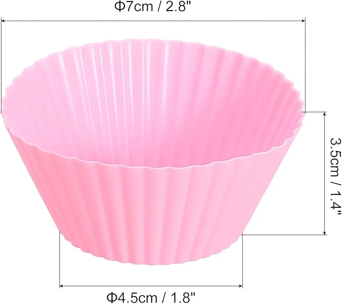 uxcell 18Pcs Silicone Cupcake Liners, Non-Stick Baking Cups, for Cooking Eggs, Baking Muffins and Make a Cake(Pink)