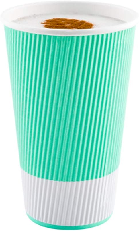 Restaurantware 16 Ounce Double Wall Disposable Coffee Cups, 500 Insulated Light Green Paper Tumblers with Ripple Wall Design, Lids Sold Separately for Hot Drinks like Tea, Hot Chocolate and More