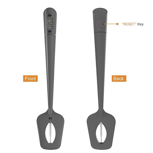 Efeng Candy Thermometer Spatula with Pot Clip – Silicon Grey Chocolate Spatula with Thermometer Built in,Candy Thermometer,Thermometer Spoon for Chocolate, Candy,Creams,sauces,Jams Meat Cooking