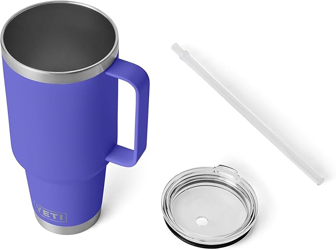 YETI Rambler 42 oz Tumbler with Handle and Straw Lid, Travel Mug Water Tumbler, Vacuum Insulated Cup with Handle, Stainless Steel, Ultramarine Violet