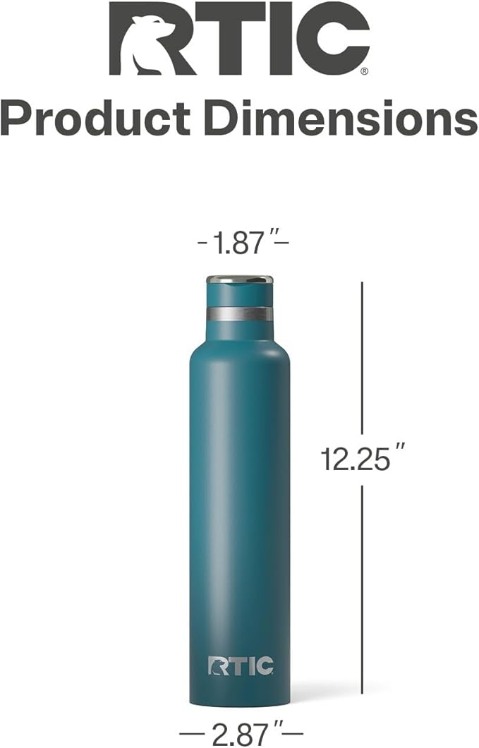 RTIC 26oz Journey Bottle Metal Stainless Steel Vacuum Insulated, BPA Free, Reusable, for Water, Hot and Cold Drinks, Travel, Sports, Camping, Marine