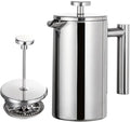 French Press Coffee Maker,Stainless Steel Double Wall Insulated Coffee Press 34 oz,4-8 Cups, Portable Hot Cold Brew Teapot Cafetera for Coffee Bar Accessories Kitchen Camping (White,34oz)