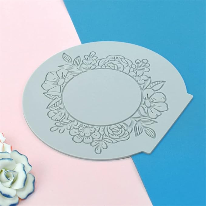 Silicone Lace Mold, Wedding Cake Lace Mat, Coral Cake Decorating Mold Flower Fondant Impression Mats for Edible Lace Fondant Mold, Sugar-Lace Cupcake Mat Tools (A_6.6x6.4x0.12inch)