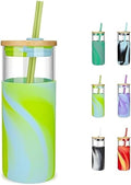 Tronco 20 oz Glass Tumbler with Straw and Lid- Glass Cup with Lid and Straw, Iced Coffee Cup Reusable, Smoothie Cups, Bamboo Lid and Protective Silicone Sleeve - BPA-Free