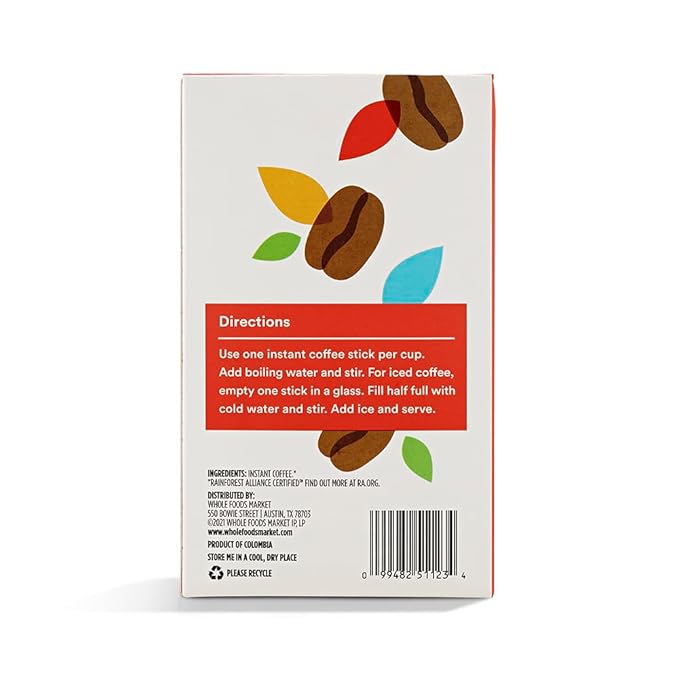 365 by Whole Foods Market, Instant Espresso, Dark Roast, 25 Single Serve Coffee Sticks, 2.65 Ounces