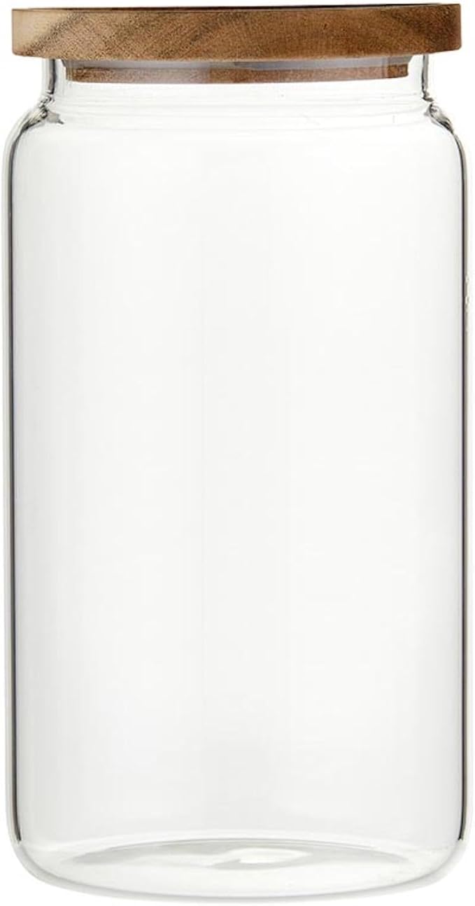 Santa Barbara Design Studio Coffee Bar Gifts Glass Coffee Canister with Wood Lid, 84-Ounce, Clear